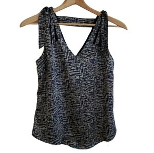 Forever 21 Shoulder Tie Blouse Women's Size Small Navy Blue